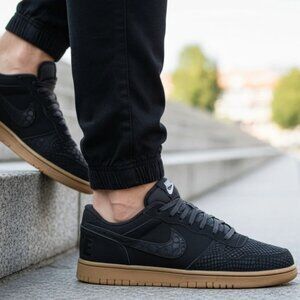 New NIKE Classic Snake Athletic Sneakers leather shoes Mens black gum size 10.5